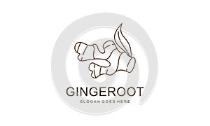 Ginger Root Logo Design. Herbal Spice Vector Isolated on White Background