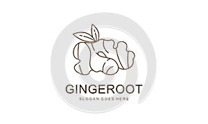 Ginger Root Logo Design. Herbal Spice Vector Isolated on White Background
