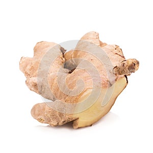 Ginger root slices isolated on white background