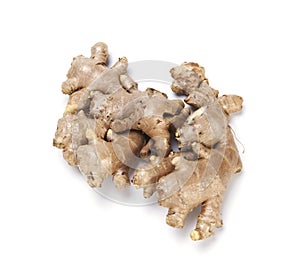 Ginger root on white background