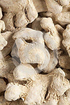 Pile of dried ginger roots