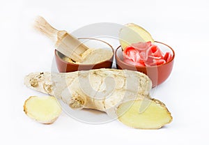 Ginger set: root, powder and pickled