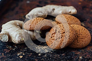 Ginger snaps on black
