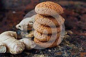 Ginger snaps on black