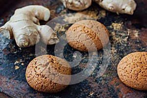 Ginger snaps on black