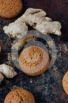 Ginger snaps on black