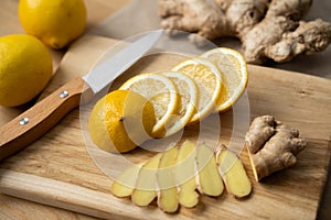 Ginger tea in a glass for flu cold winter days