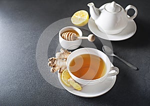 Ginger tea with lemon and honey