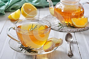 Ginger tea with lemon