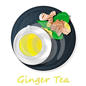 Ginger tea vector illustration isolated set top view