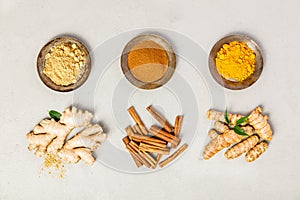 Ginger, turmeric and cinnamon