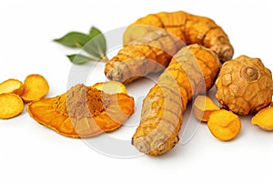 Ginger and turmeric ,cut out on white background