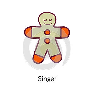 Ginger vector Fill outline Icon Design illustration. Holiday Symbol on White background EPS 10 File