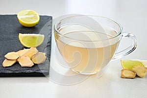 Ginger water in a glass cup