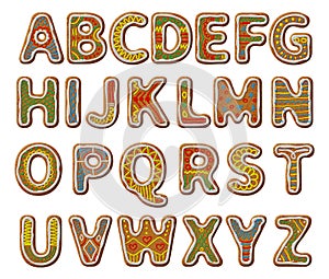 Gingerbread alphabet with glaze