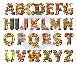 Gingerbread alphabet with glaze photo