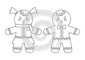 Gingerbread Boy and Girl Colorless