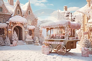 Gingerbread cart. Ai generated image