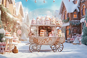 Gingerbread cart. Ai generated image