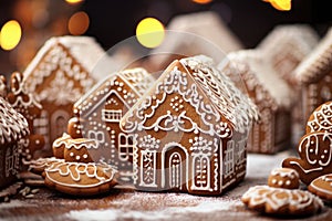 Gingerbread Christmas cakes in the form of houses