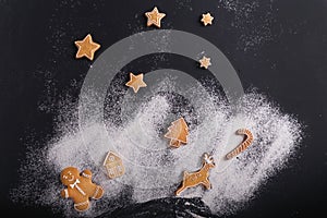 Gingerbread. Christmas cookies on a black background