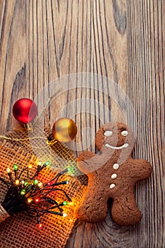 Gingerbread Christmas and gifts on table