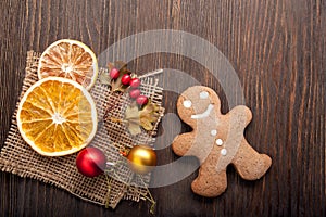 Gingerbread Christmas and gifts on table