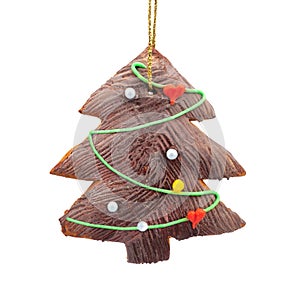 Gingerbread Christmas tree cookie isolated