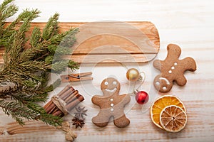 Gingerbread Christmas tree and gifts on table
