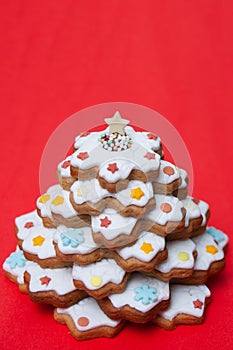 Gingerbread Christmas tree with icing layer