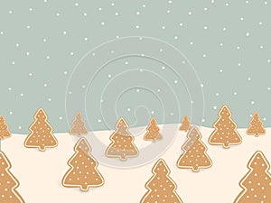 Gingerbread Christmas trees in winter aura