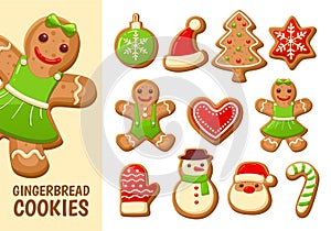 Gingerbread cookie collection. Set 2.