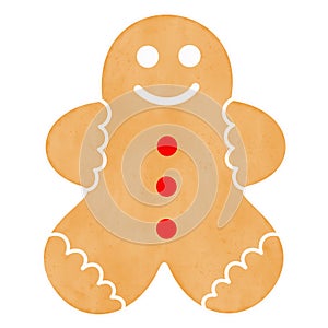 Gingerbread cookie man artistic watercolor painting style