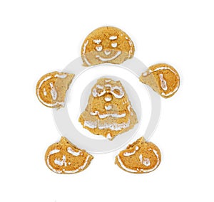 Gingerbread cookie man in pieces