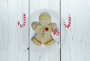 Gingerbread cookie man, on the white background