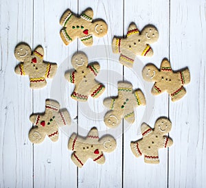 Gingerbread cookie men, on the white background