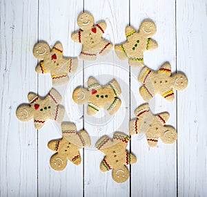 Gingerbread cookie men, on the white background