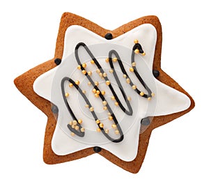 Gingerbread Cookie Star For Christmas Isolated