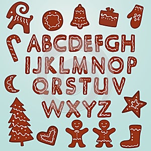 Gingerbread Cookies Alphabet and Figures