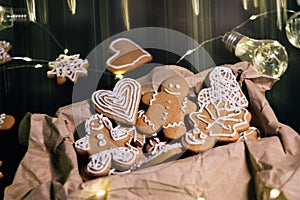 Gingerbread cookies decorated with icing