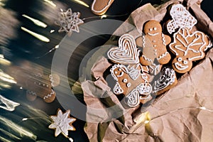 Gingerbread cookies decorated with icing