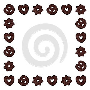 Gingerbread cookies frame on white background vector illustration