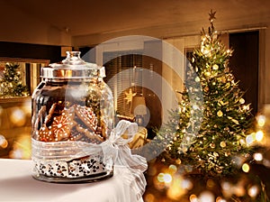Gingerbread cookies jar Christmas tree room