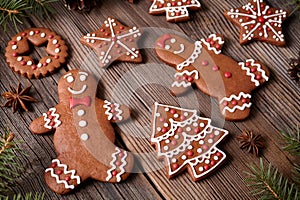 Gingerbread cookies man and woman couple christmas