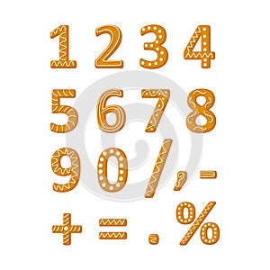 Gingerbread cookies numbers vector illustration