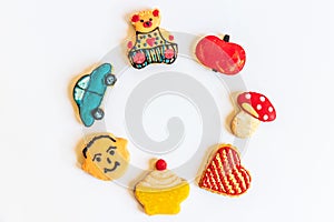 Gingerbread cookies on white background