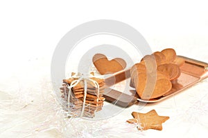 Gingerbread cookies on white background