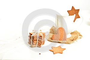 Gingerbread cookies on white background