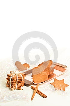 Gingerbread cookies on white background