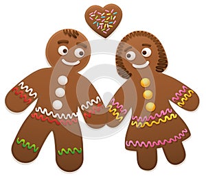 Gingerbread Couple Man Woman Love